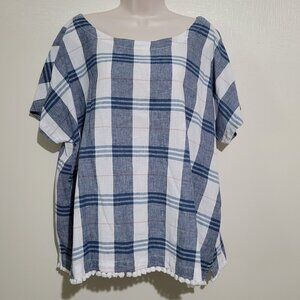 Liz Claiborne Short Sleeve Plaid Top
